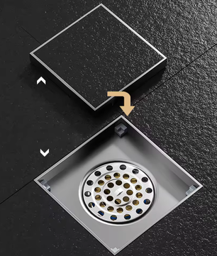 Vierkant Vloerafvoerputje 10×10 cm – RVS 304 Anti-geur Zwart