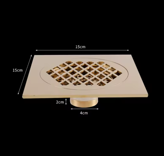 Vierkant Messing Afvoerputje 15×15 cm – Douche en Badkamer