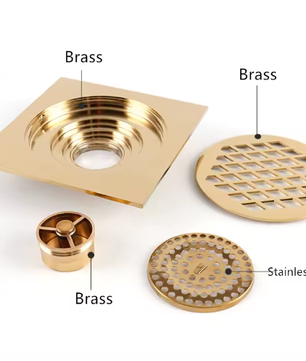 Vierkant Messing Afvoerputje 15×15 cm – Douche en Badkamer