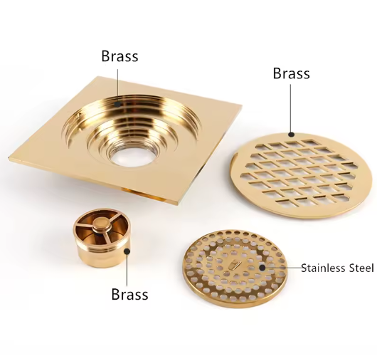 Vierkant Messing Afvoerputje 15×15 cm – Douche en Badkamer