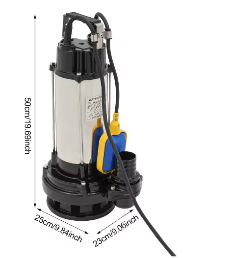 Industriële Dompelpomp 36000 L/U – RVS Afvalwaterpomp met Vlotterschakelaar 2 PK