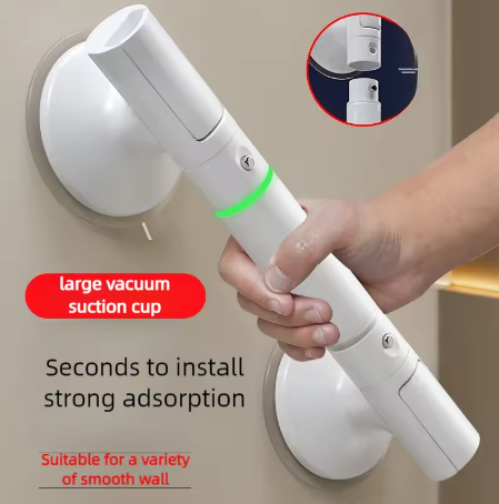 Antislip Badkamerleuning met Zuignap en Zelfklevende Montage – Veiligheidshandgreep voor Toilet