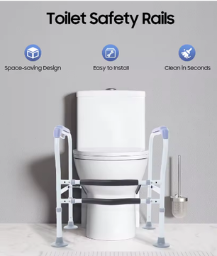 Verstelbare Toilet Veiligheidsrails – Vrijstaand Steunframe voor Badkamer en Toilet