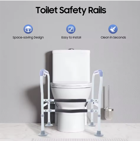 Verstelbare Toilet Veiligheidsrails – Vrijstaand Steunframe voor Badkamer en Toilet