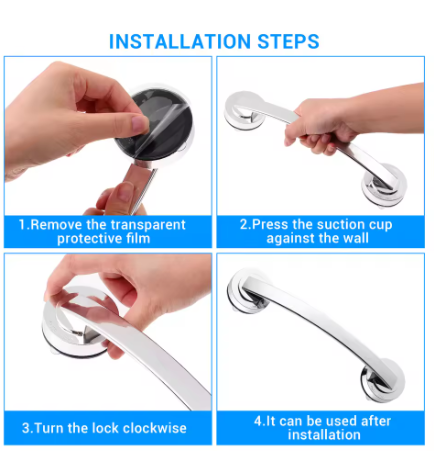 2 Stuks Verdikte Zuignap Handgrepen – Sterk ABS Veiligheidshandvat voor Badkamer