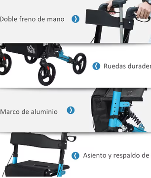 Opvouwbare Aluminium Rollator met Zitting en Vier Wielen