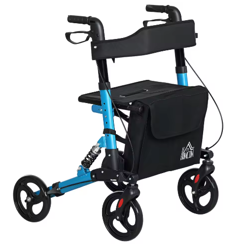 Opvouwbare Aluminium Rollator met Zitting en Vier Wielen