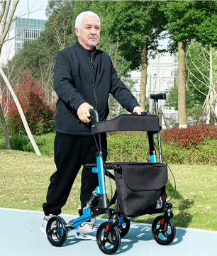 Opvouwbare Aluminium Rollator met Zitting en Vier Wielen