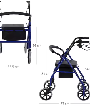 Opvouwbare Rollator met Verstelbare Zitting en Voetensteun