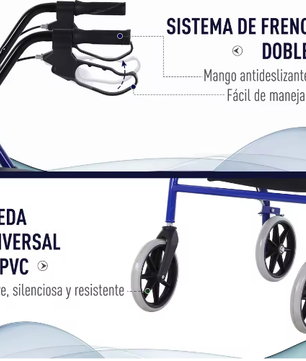 Opvouwbare Rollator met Verstelbare Zitting en Voetensteun