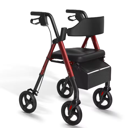 Opvouwbare Rollator met Zitje – Aluminium Loopondersteuning met Grote Wielen