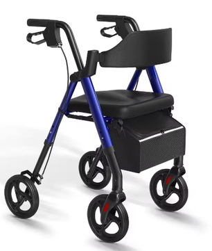 Opvouwbare Rollator met Zitje – Aluminium Loopondersteuning met Grote Wielen