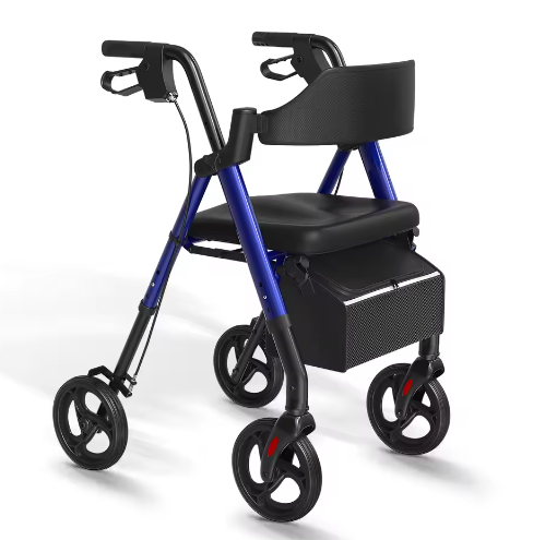 Opvouwbare Rollator met Zitje – Aluminium Loopondersteuning met Grote Wielen