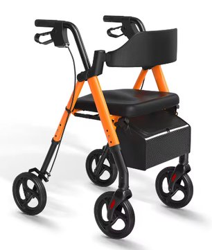 Opvouwbare Rollator met Zitje – Aluminium Loopondersteuning met Grote Wielen