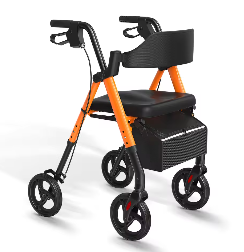 Opvouwbare Rollator met Zitje – Aluminium Loopondersteuning met Grote Wielen