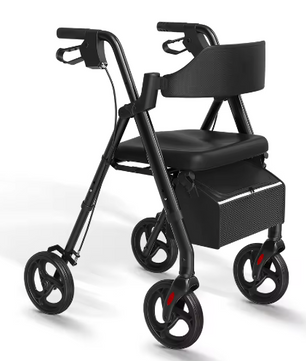 Opvouwbare Rollator met Zitje – Aluminium Loopondersteuning met Grote Wielen