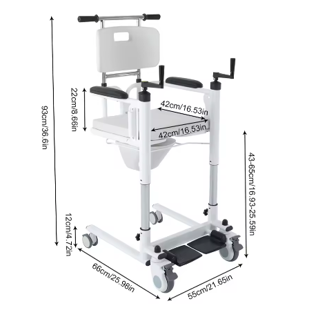 Multifunctionele Lift- en Transferrolstoel – 3-in-1 Douchestoel, Toiletstoel en Fauteuil