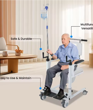 Multifunctionele Lift- en Transferrolstoel – 3-in-1 Douchestoel, Toiletstoel en Fauteuil