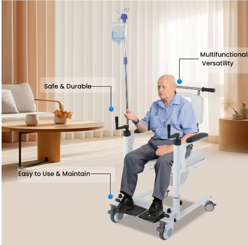 Multifunctionele Lift- en Transferrolstoel – 3-in-1 Douchestoel, Toiletstoel en Fauteuil