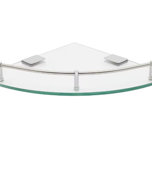 Badkamer Hoekplank van Gehard Glas – Wandmontage met RVS Reling