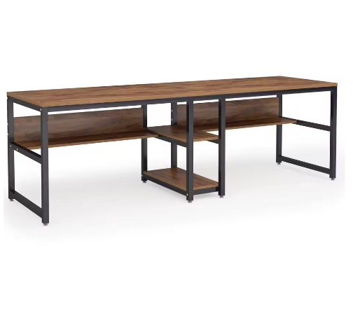 Tweepersoons Bureau met Boekenplank – Dubbel Werkstation Industrieel Design