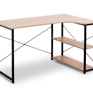 L-Vormig Hoekbureau met Opbergplanken – Computerbureau Werkstation