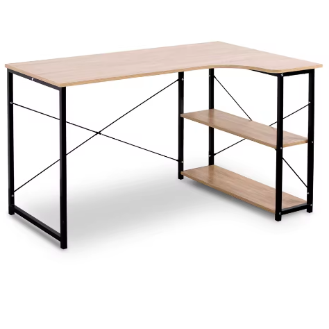 L-Vormig Hoekbureau met Opbergplanken – Computerbureau Werkstation