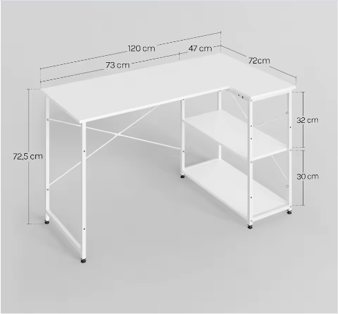 L-Vormig Hoekbureau met Opbergplanken – Computerbureau Werkstation