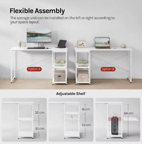 L-Vormig Hoekbureau met Opbergplanken – Computerbureau Werkstation