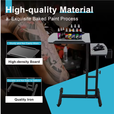 Mobiel Sta-Bureau Verstelbaar met Wielen en Kantelbaar Blad