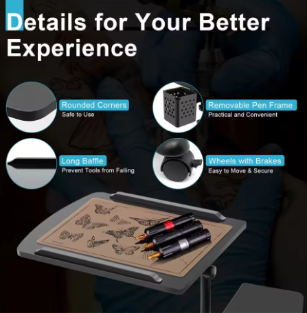 Mobiel Sta-Bureau Verstelbaar met Wielen en Kantelbaar Blad