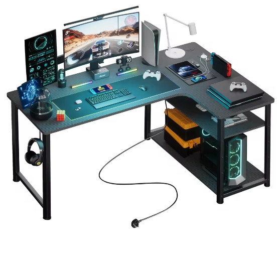 L-Vorm Gaming Bureau met Plank en USB – 120 cm