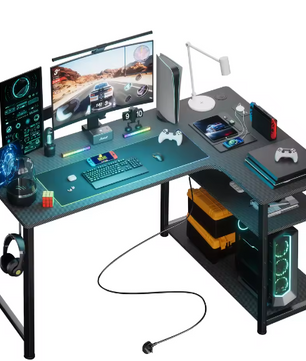 L-Vorm Gaming Bureau met Plank en USB – 120 cm