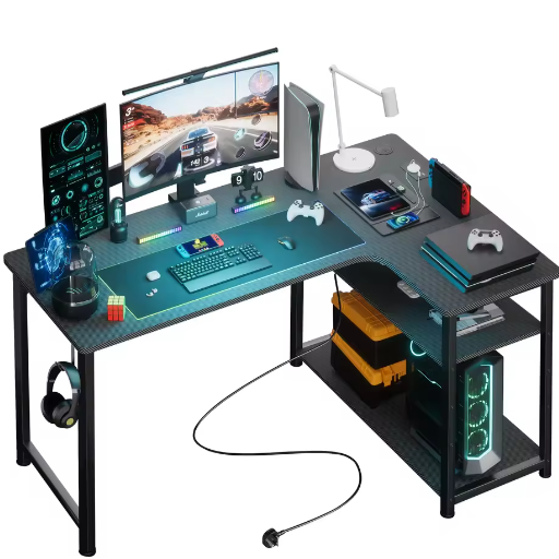 L-Vorm Gaming Bureau met Plank en USB – 120 cm