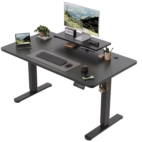 Elektrisch In Hoogte Verstelbaar Bureau 140 × 60 cm – Sta-Zit Bureau met Monitorstandaard