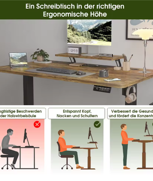 Elektrisch In Hoogte Verstelbaar Bureau 140 × 60 cm – Sta-Zit Bureau met Monitorstandaard