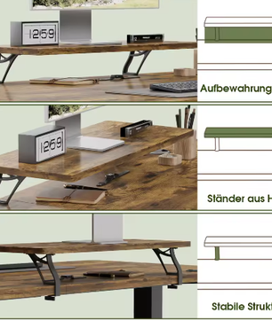 Elektrisch In Hoogte Verstelbaar Bureau 140 × 60 cm – Sta-Zit Bureau met Monitorstandaard