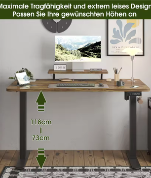 Elektrisch In Hoogte Verstelbaar Bureau 140 × 60 cm – Sta-Zit Bureau met Monitorstandaard