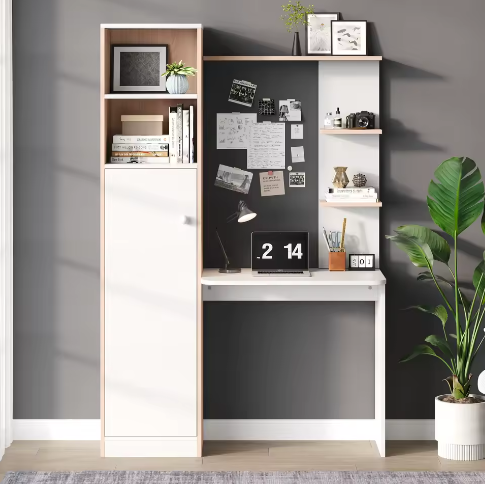 Ruim Werkbureau 123,5×45×168,5 cm – Bureau met Opbergkast en Planken