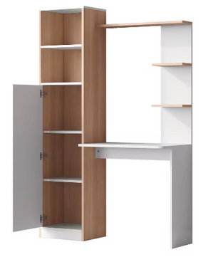 Ruim Werkbureau 123,5×45×168,5 cm – Bureau met Opbergkast en Planken