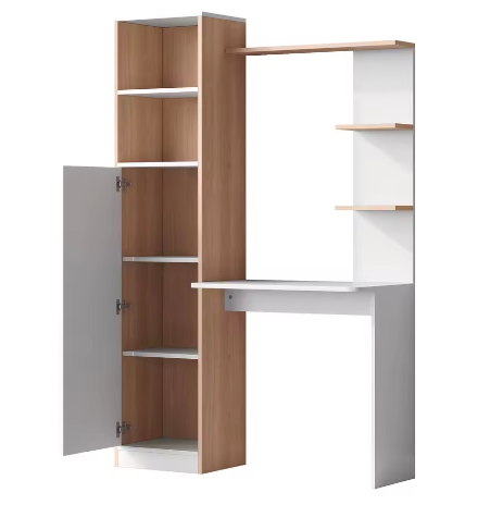 Ruim Werkbureau 123,5×45×168,5 cm – Bureau met Opbergkast en Planken