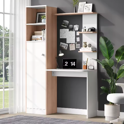 Ruim Werkbureau 123,5×45×168,5 cm – Bureau met Opbergkast en Planken