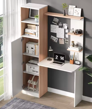 Ruim Werkbureau 123,5×45×168,5 cm – Bureau met Opbergkast en Planken