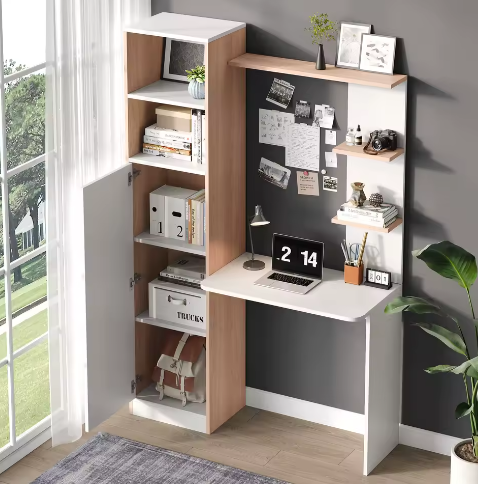 Ruim Werkbureau 123,5×45×168,5 cm – Bureau met Opbergkast en Planken