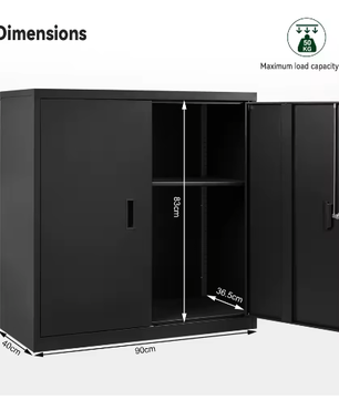 Afsluitbare Archiefkast – Met Metalen Beveiliging, Verstelbare Plank en Multifunctioneel Werkblad, 90×92×40 cm