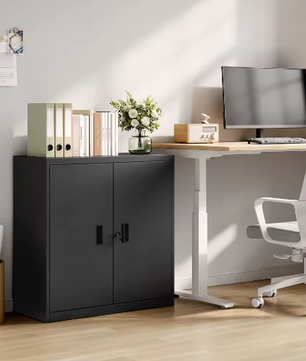 Afsluitbare Archiefkast – Met Metalen Beveiliging, Verstelbare Plank en Multifunctioneel Werkblad, 90×92×40 cm