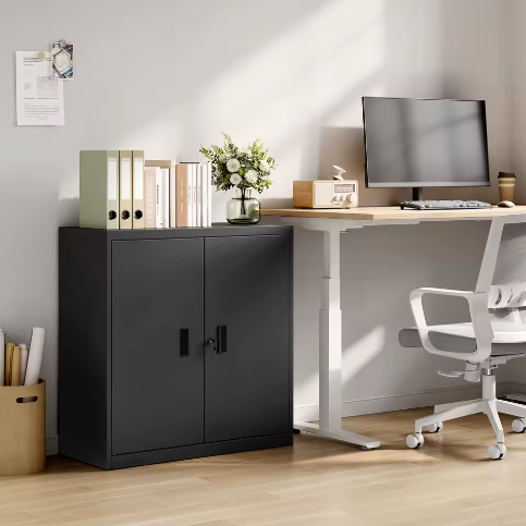 Afsluitbare Archiefkast – Met Metalen Beveiliging, Verstelbare Plank en Multifunctioneel Werkblad, 90×92×40 cm