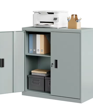 Afsluitbare Archiefkast – Met Metalen Beveiliging, Verstelbare Plank en Multifunctioneel Werkblad, 90×92×40 cm