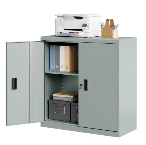 Afsluitbare Archiefkast – Met Metalen Beveiliging, Verstelbare Plank en Multifunctioneel Werkblad, 90×92×40 cm