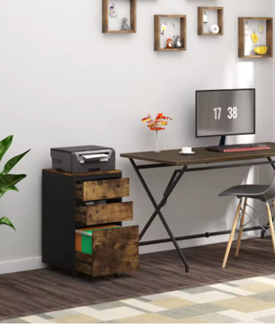 Mobiele archiefkast met 3 laden en wielen – kantoor opbergkast 40×70×40 cm